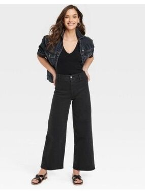 High-Rise Sailor Wide Leg Women's Jeans - Black